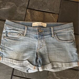 Women's Blue Denim Abercrombie Cuffed Shorts